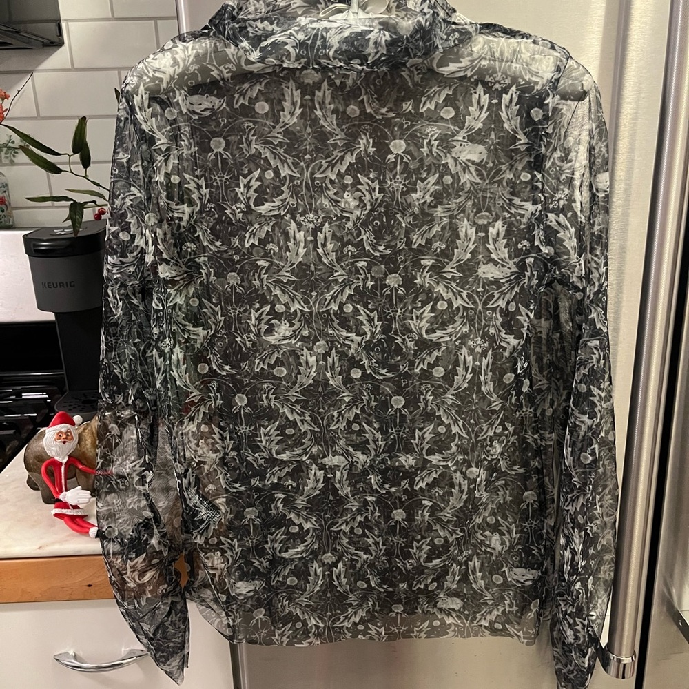 Shear Ladies Top, size small, detailed arms by‎ wrist to elbow, Black and Grey